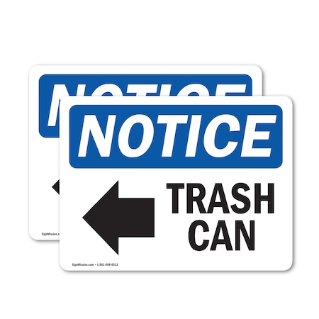 Signmission Trash Can (Left Arrow) Sign With Symbol, 18 in W x Rectangle, Vinyl Decal OS-2PACK-NS-D-1218-L-18723